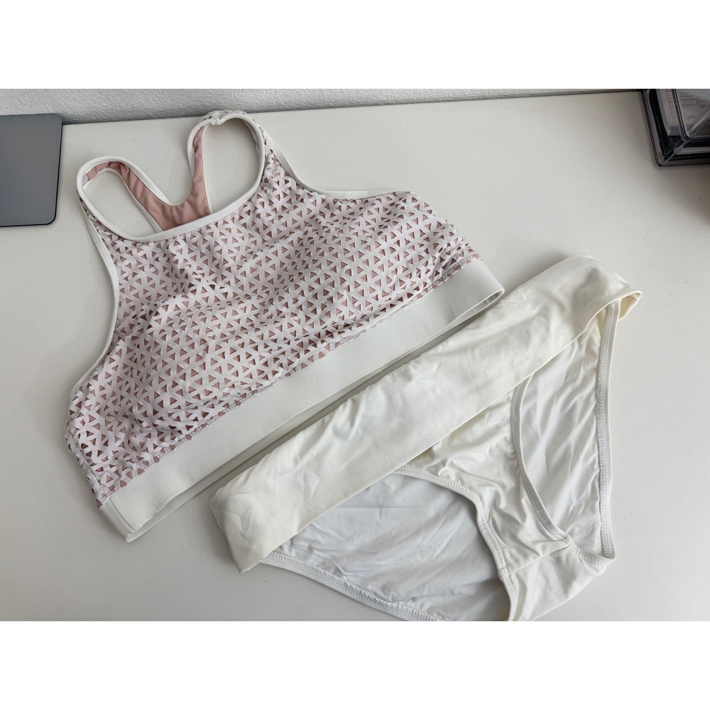 Next Women White Laser Cut Bikini Set Top XL Bottom L